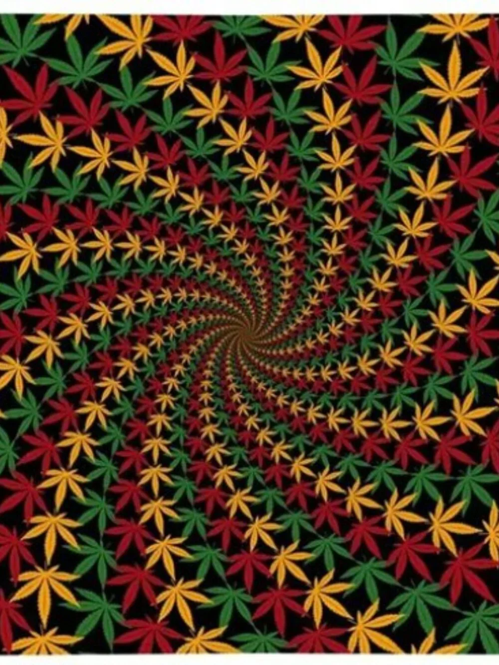 Rasta Leaf Spiral 3D Tapestry ~ Complete w/Corner Loops ~ 60